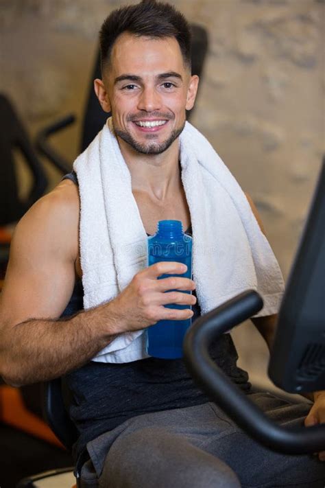 Fitness Man Drinking From Water Bottle Stock Photo Image Of
