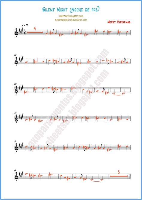 The lyrics of this sheet music were written by joseph mohr. Silent Night: Free Christmas sheet music and playalong | Free sheet music for sax