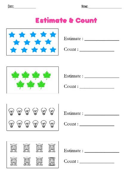Estimate And Count Worksheet For Kindergarten 2nd Grade Lesson Planet