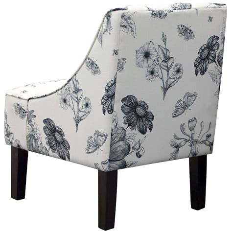 Lark Manor Anas Swoop Arm Chair In Black And White Floral And Reviews Wayfair