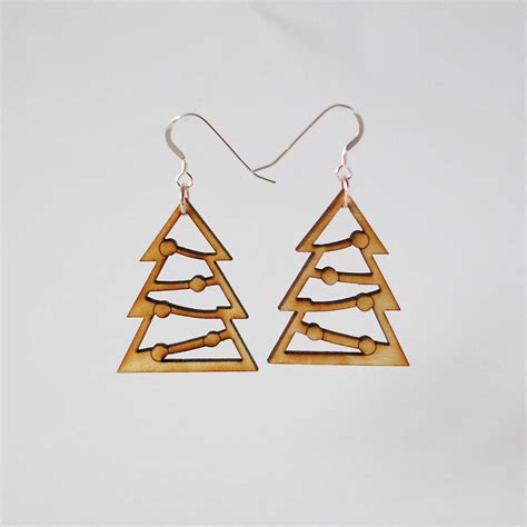 Wooden Christmas Tree Earrings By Press Send