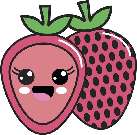 Cute Pink Kawaii Strawberry Cartoon Emoji Vinyl Decal Sticker Shinobi