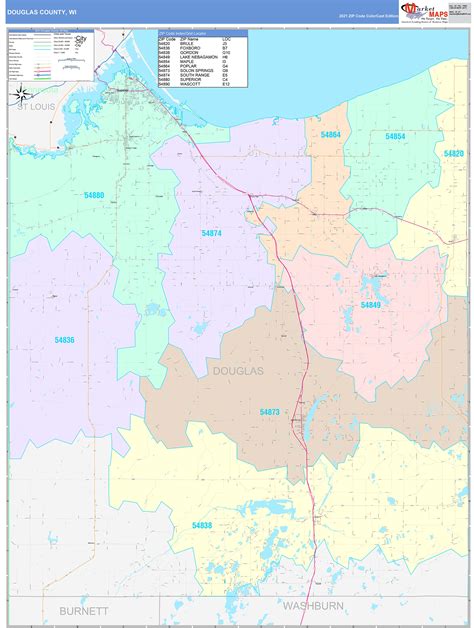 Douglas County Wi Wall Map Color Cast Style By Marketmaps Mapsales