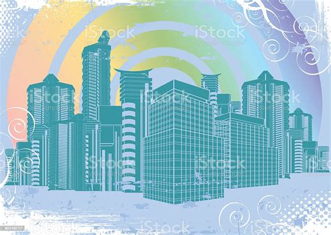 Rainbow City Stock Illustration Download Image Now Abstract