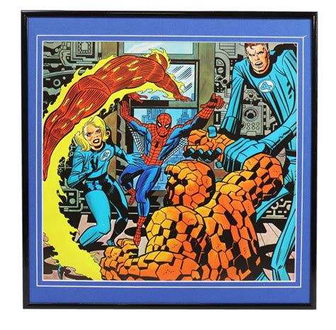 Vintage 1978 Marvel Spider Man Fantastic Four Framed 12x12 Poster