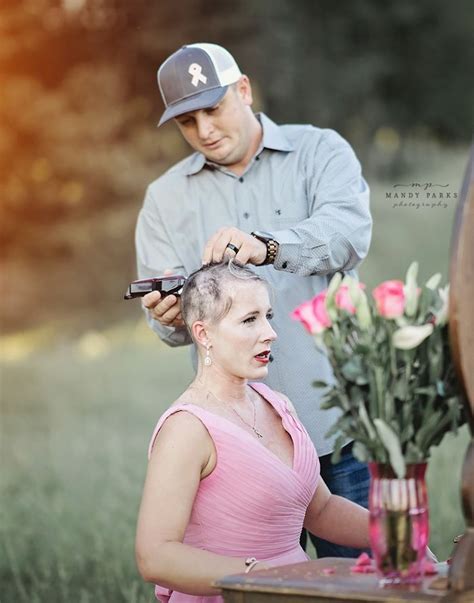 Raw Photoshoot Of Woman Preparing To Battle Breast Cancer As Husband Shaves Off Her Hair Goes