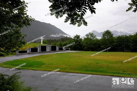 A Cross And Burial Sites Within Sitkas National Cemetery Sitka