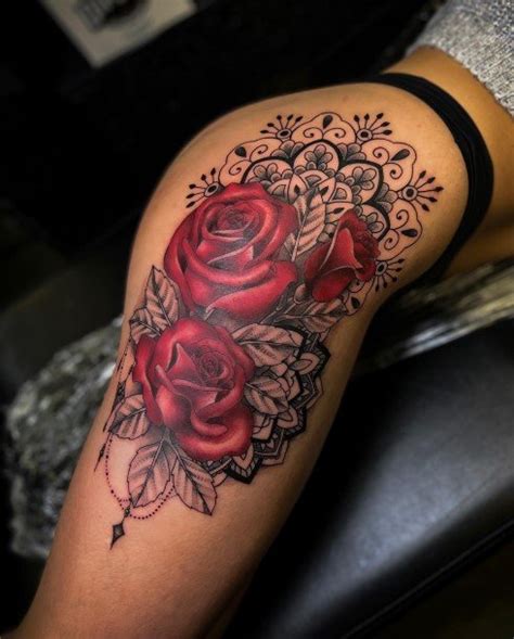 Top 100 Best Rose Thigh Tattoos For Women Flower Design Ideas