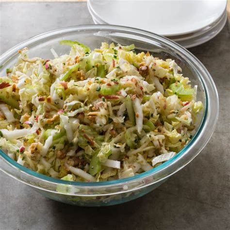 Napa Cabbage Slaw With Apple And Walnuts Americas Test Kitchen Recipe