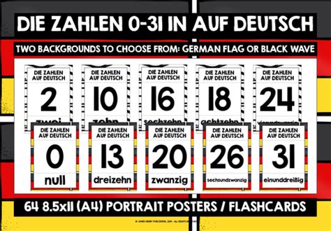 German Numbers 0 31 Posters Flashcards Teaching Resources
