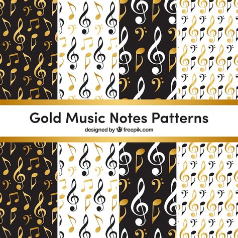 Golden Music Notes Pattern Background Free Vector
