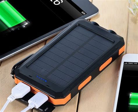 Todo 8000mah Solar Power Bank Mobile Phone Usb Iphone Charger Led Torch