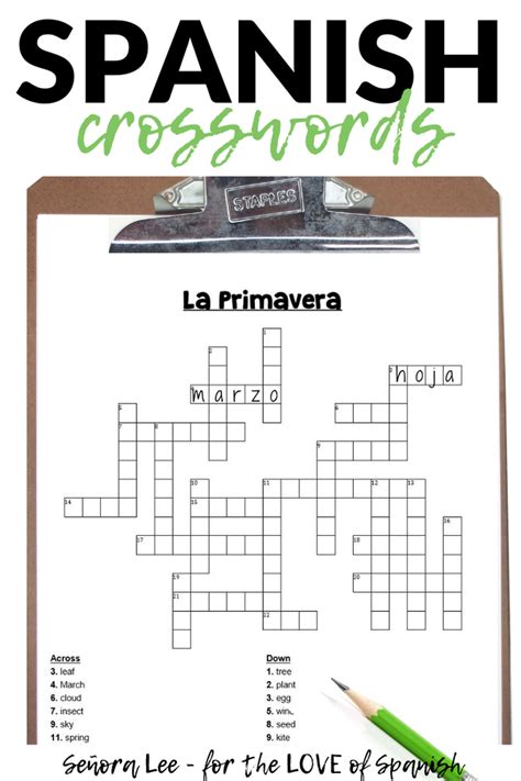 A Spanish Crossword Puzzle With The Words La Primavera On It And A