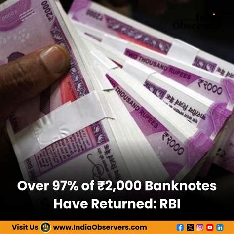 Over 97 Of ₹2000 Banknotes Returned Rbi Rindia247trending