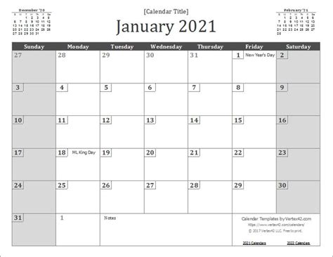 Get The 2021 Wall Calendar From Printable Calendar