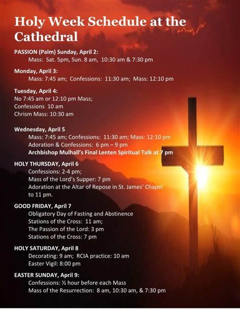 St Mary Of The Immaculate Conception Holy Week Schedule