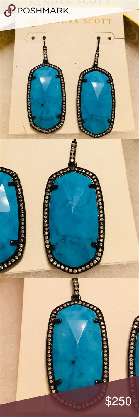 NWT Kendra Scott RARE Retired Ellen Luxe Earrings Faceted Turquoise