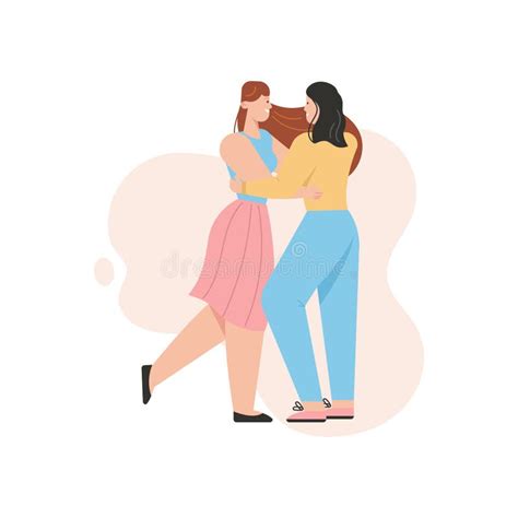 Pareja Lgbt Bailando En La Fiesta Mujeres Lesbianas Abrazando