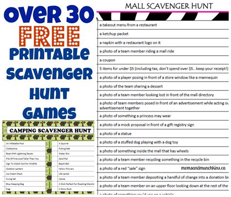 Mall Scavenger Hunt Printable