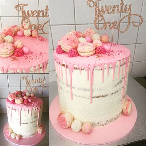 pretty in pink 21st drip cake birthday cake decorating 21st cake drip cakes