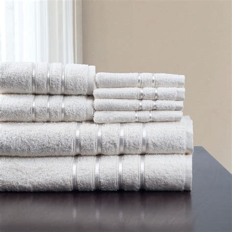 Lavish Home 8 Piece 100 Egyptian Cotton Plush Bath Towel Set White