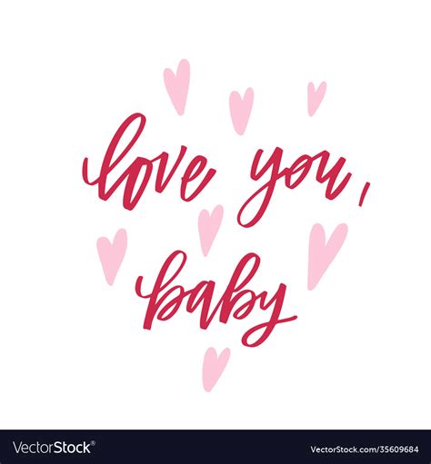 Hand Drawn Calligraphy Love You Babe Cute Phrase Vector Image
