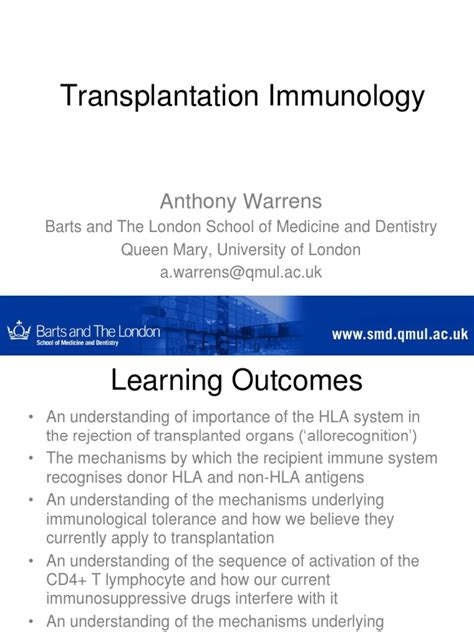 transplantation immunology professor anthony warrens pdf transplant rejection major