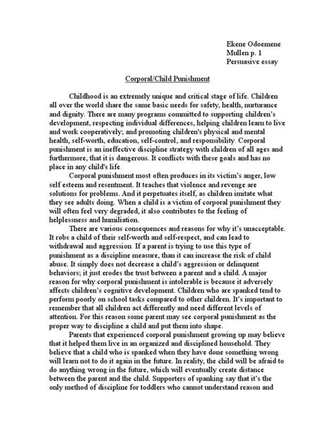 Argumentative Essay Against Corporal Punishment