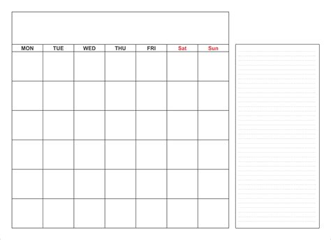 Downloadable Blank Monthly Calendar Template Pdf