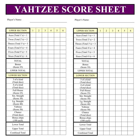 Printable Yahtzee Sheets Customize And Print