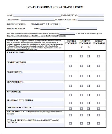 13 Employee Evaluation Form Sample Free Examples And Format Sample