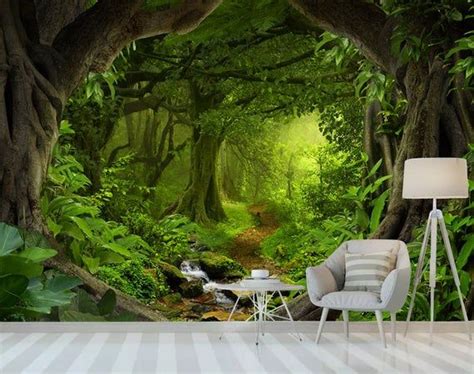 An Image Of A Forest Scene Wall Mural