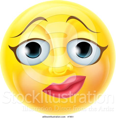 Vector Illustration Of A 3d Yellow Female Smiley Emoji Emoticon Face