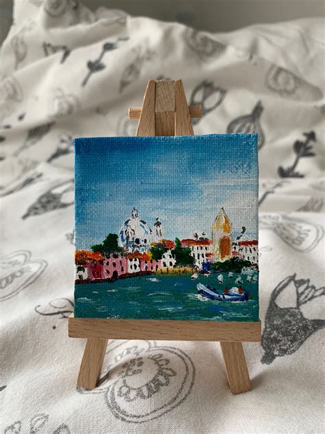 Mini Detailed Square Painting In Acrylic On Canvas Etsy Uk Square