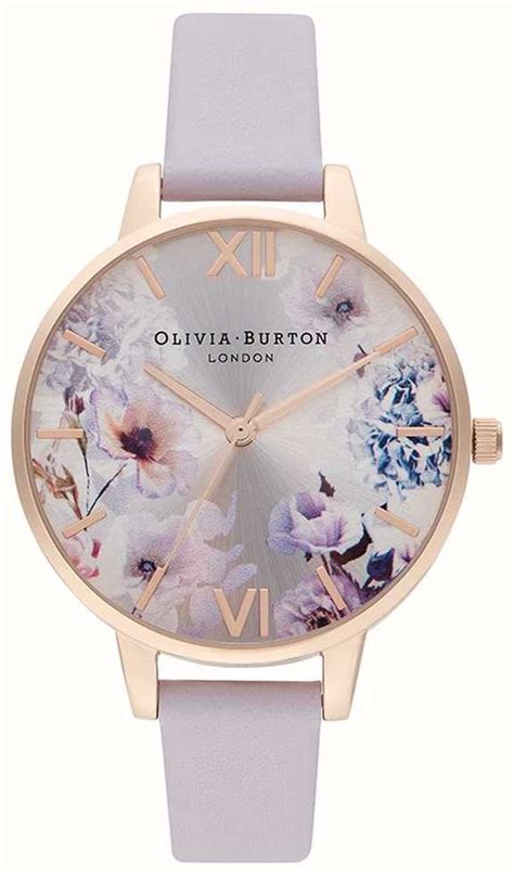 Olivia Burton Sunlight Florals Womens Lilac Leather Strap Floral