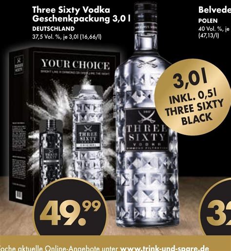 Three Sixty Vodka Geschenkpackung 3l Angebot Bei Trink Und Spare