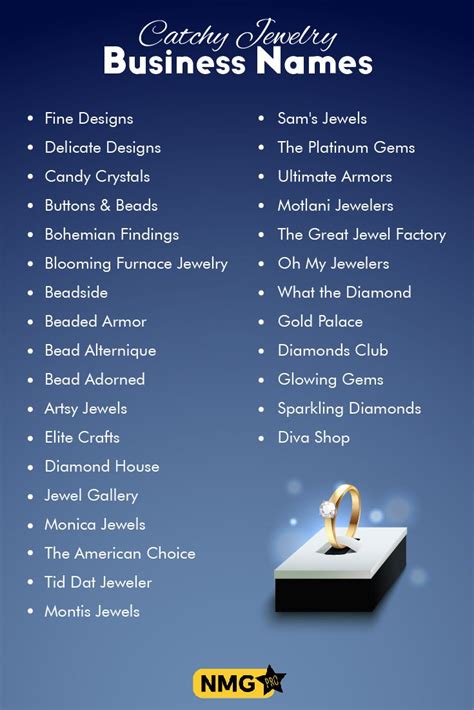 Catchy Jewelry Business Names Jewelry Store Name Ideas Name