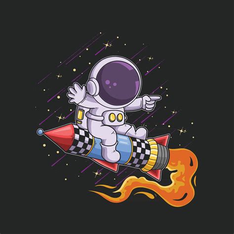 Cute Astronaut Ride Rocket Jet Illustration 2534598 Vector Art At Vecteezy