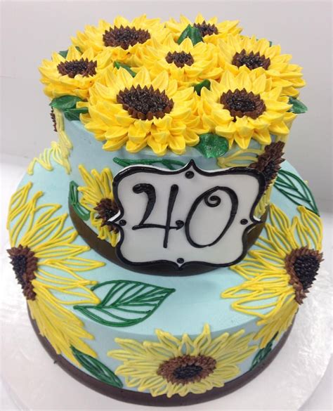 We have designs that work great as mini wedding cakes, mini baby shower cakes, and mini birthday cakes. Beautiful little #sunflower themed 2 tier #buttercream ...