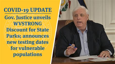 Covid 19 Update Gov Justice Unveils Wvstrong Discount For State Parks