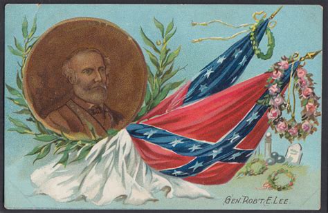 General Robert E Lee And Confederate Flag Postcard C 1910