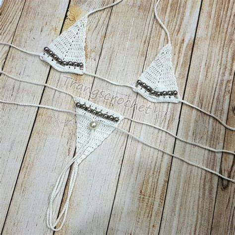 Crochet Extreme Micro G String Bikini Thong Bikini Set Women Etsy