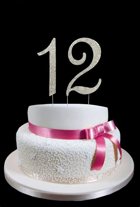 Silver Or Gold Large 12th Birthday Anniversary Number Cake
