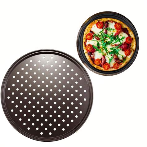 Round Pizza Baking Pan 12 Inch Pizza Pan With Holes Carbon Steel