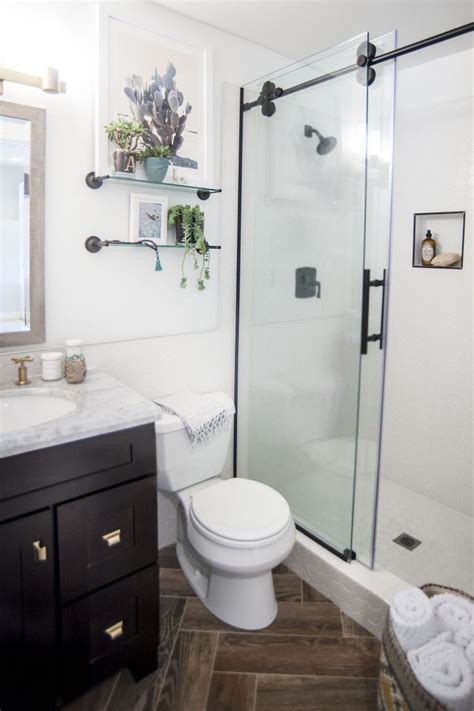 Though sometimes used interchangeably, a remodel and renovation are slightly different. Small Bathroom Renovation Renovations Before And After Very Modern Ideas Diy On A Budget Joanna ...