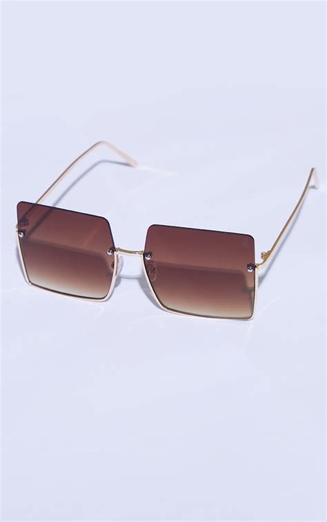 brown faded squareframe sunglasses prettylittlething usa