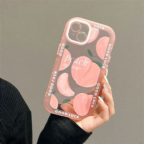 Fruit Pink Peach Phone Case Case Iphone Cute Peach Silicone Peach Phone Case Cute Aliexpress