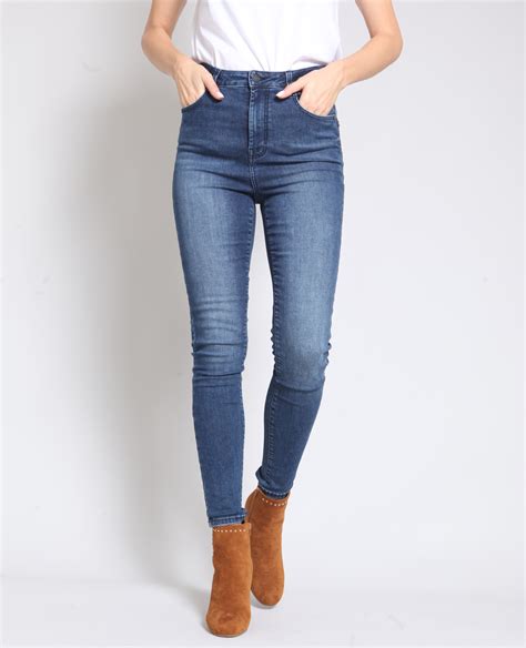 skinny jeans met hoge taille donkerblauw 140723696a06 pimkie