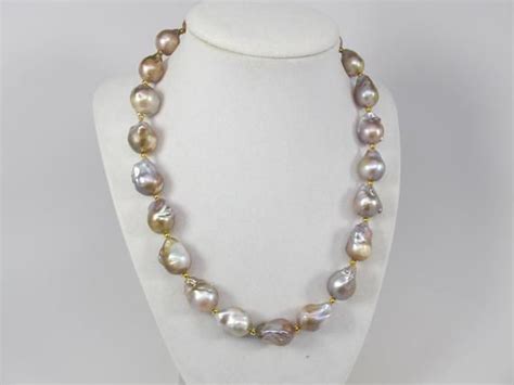 Natural Large Nucleated Baroque Pearl Necklace AAA Grade Etsy Baroque Pearls Necklace Pearl