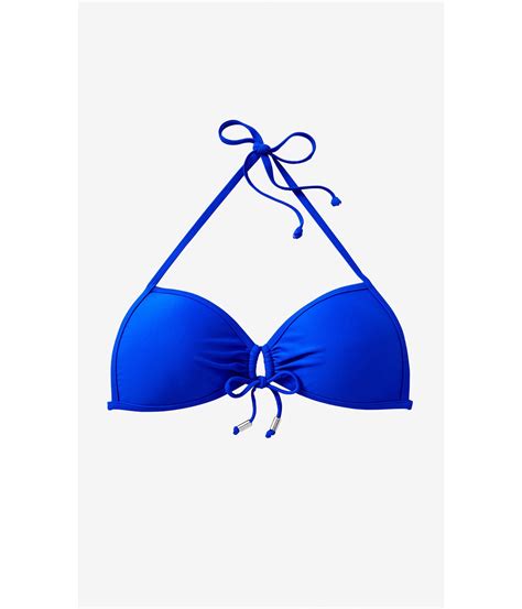 Lyst Express Push Up Triangle Bikini Top Blue In Blue